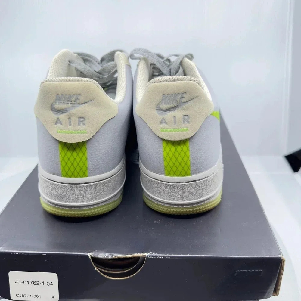 Nike Mens Air Force 1 07 LV8 3 Low Volt Sneakers Gray/Neon Green 9 CD0888-002 - Picture 3 of 6
